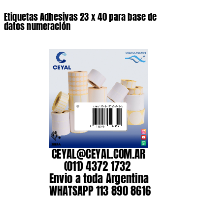 Etiquetas Adhesivas 23 x 40 para base de datos numeración