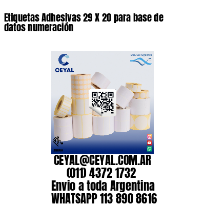 Etiquetas Adhesivas 29 X 20 para base de datos numeración