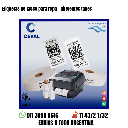 Etiquetas de fasco para ropa – diferentes talles