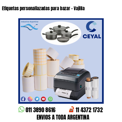 Etiquetas personaliazadas para bazar – Vajilla