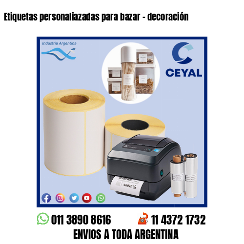 Etiquetas personaliazadas para bazar – decoración