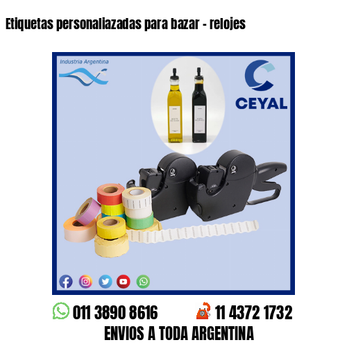 Etiquetas personaliazadas para bazar – relojes