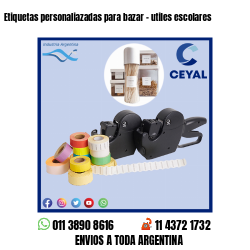 Etiquetas personaliazadas para bazar – utiles escolares