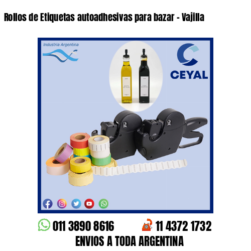Rollos de Etiquetas autoadhesivas para bazar – Vajilla