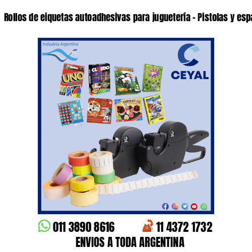 Rollos de eiquetas autoadhesivas para juguetería – Pistolas y espadas