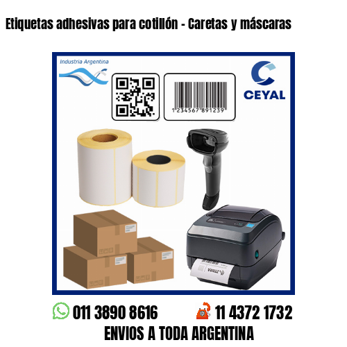 Etiquetas adhesivas para cotillón – Caretas y máscaras