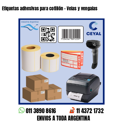Etiquetas adhesivas para cotillón – Velas y vengalas