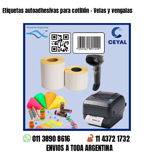 Etiquetas autoadhesivas para cotillón – Velas y vengalas