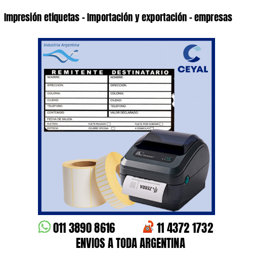 Impresión etiquetas – Importación y exportación – empresas