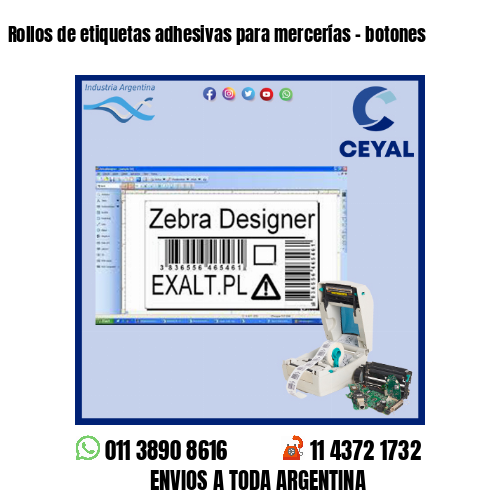 Rollos de etiquetas adhesivas para mercerías – botones