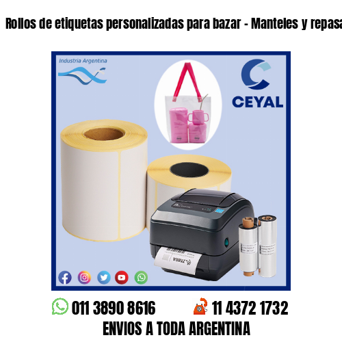 Rollos de etiquetas personalizadas para bazar – Manteles y repasadores