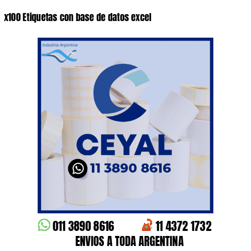x100 Etiquetas con base de datos excel