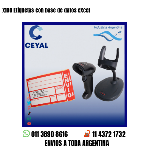 x100 Etiquetas con base de datos excel