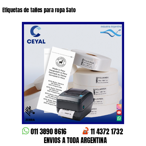 Etiquetas de talles para ropa Sato