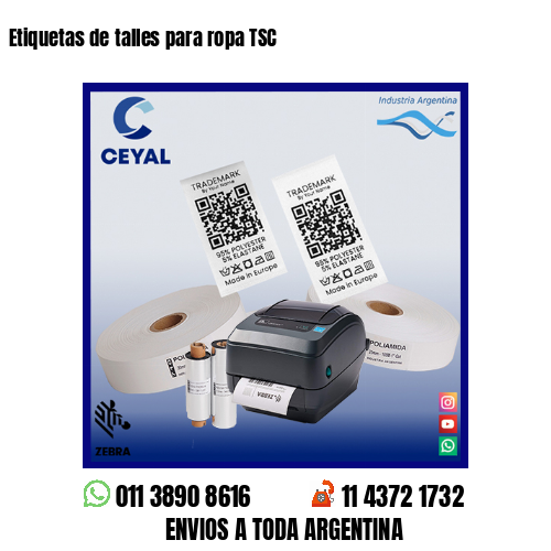 Etiquetas de talles para ropa TSC