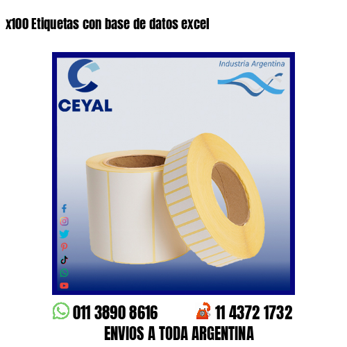 x100 Etiquetas con base de datos excel