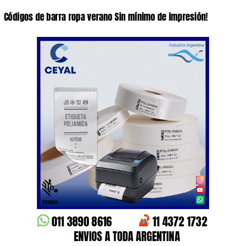 Códigos de barra ropa verano Sin mínimo de impresión!