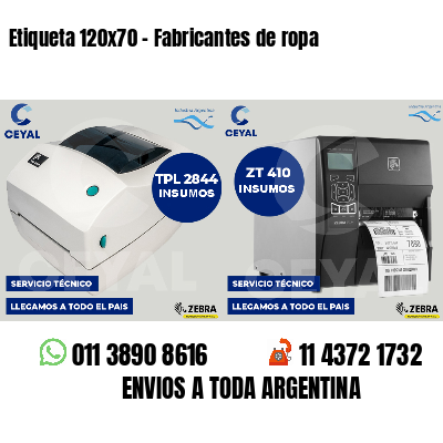 Etiqueta 120x70 - Fabricantes de ropa 