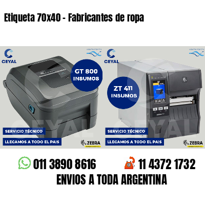 Etiqueta 70x40 - Fabricantes de ropa 