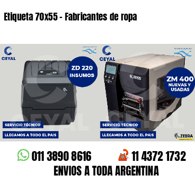 Etiqueta 70x55 - Fabricantes de ropa 