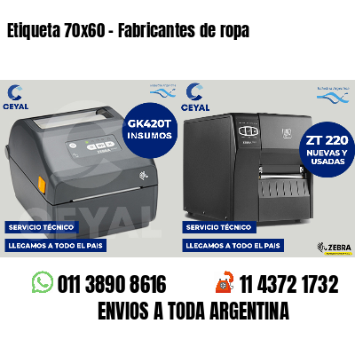 Etiqueta 70x60 - Fabricantes de ropa 