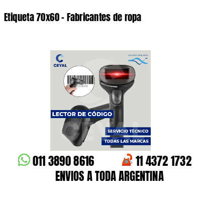 Etiqueta 70x60 - Fabricantes de ropa 