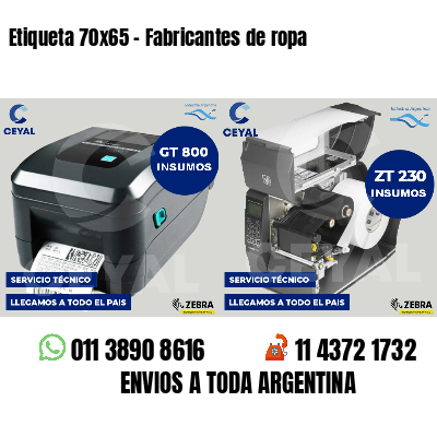 Etiqueta 70x65 - Fabricantes de ropa 