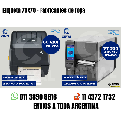 Etiqueta 70x70 - Fabricantes de ropa