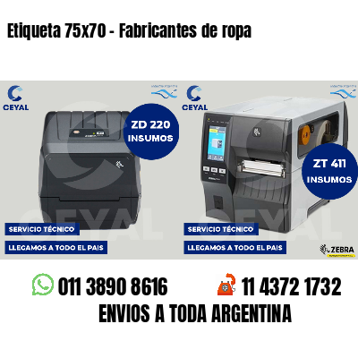 Etiqueta 75x70 - Fabricantes de ropa 