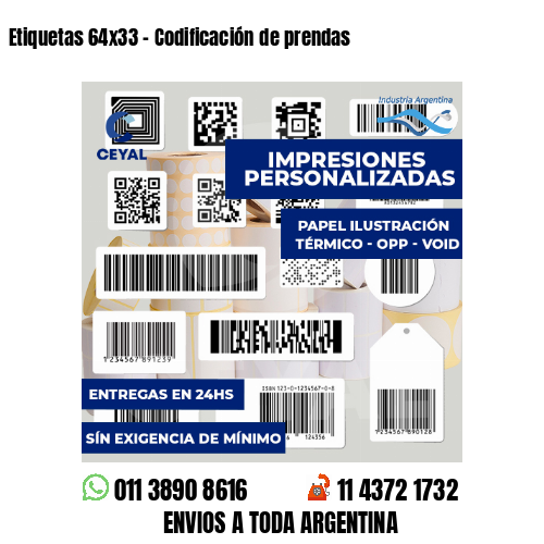 Etiquetas 64x33 - Codificación de prendas