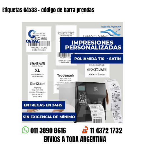 Etiquetas 64x33 - código de barra prendas