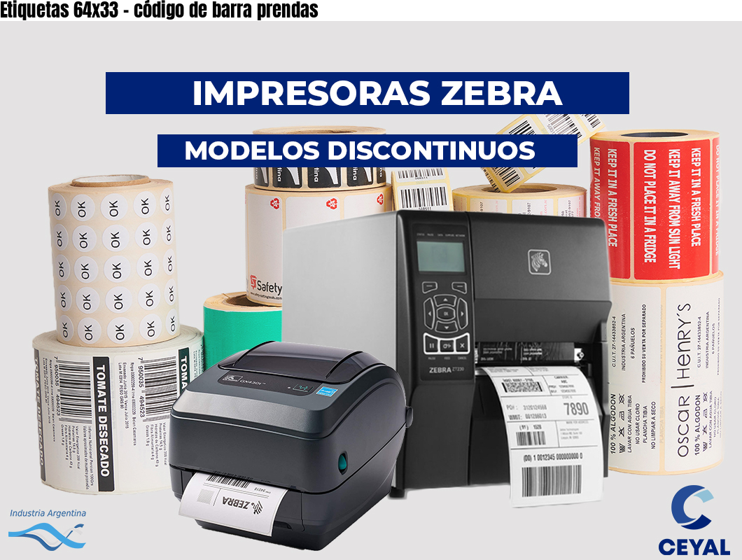 Etiquetas 64x33 - código de barra prendas
