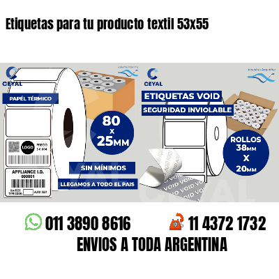 Etiquetas para tu producto textil 53x55