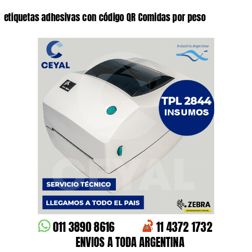 etiquetas adhesivas con código QR Comidas por peso