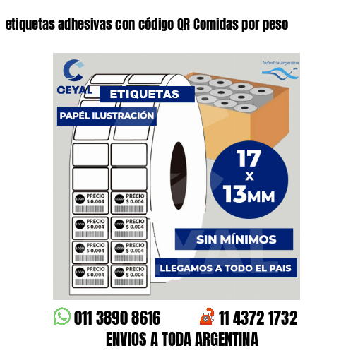 etiquetas adhesivas con código QR Comidas por peso