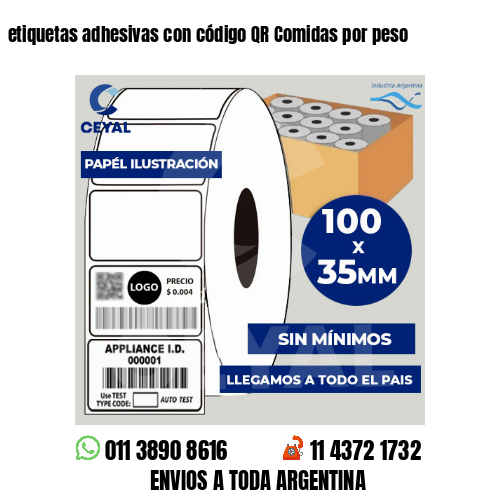 etiquetas adhesivas con código QR Comidas por peso