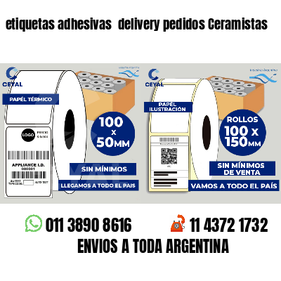 etiquetas adhesivas  delivery pedidos Ceramistas
