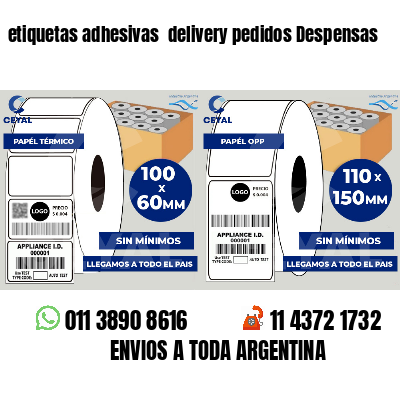 etiquetas adhesivas  delivery pedidos Despensas