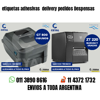 etiquetas adhesivas  delivery pedidos Despensas