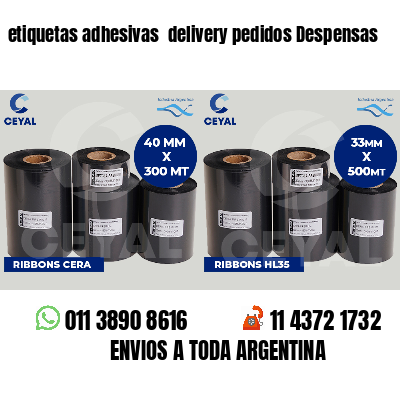 etiquetas adhesivas  delivery pedidos Despensas
