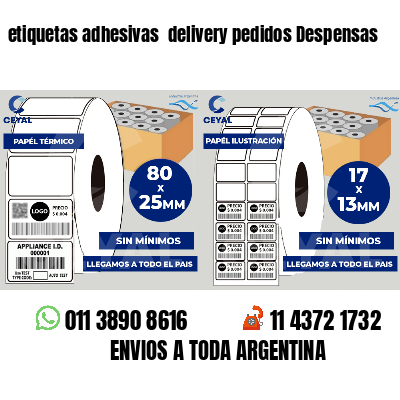 etiquetas adhesivas  delivery pedidos Despensas