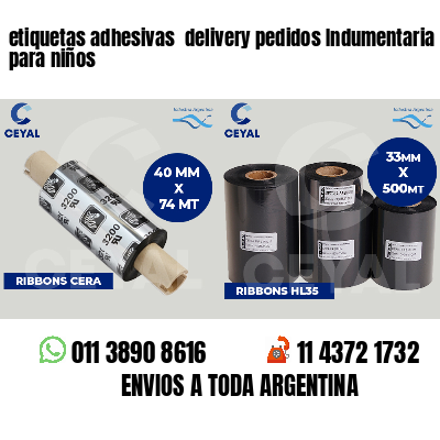 etiquetas adhesivas  delivery pedidos Indumentaria para niños
