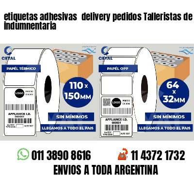 etiquetas adhesivas  delivery pedidos Talleristas de indumnentaria