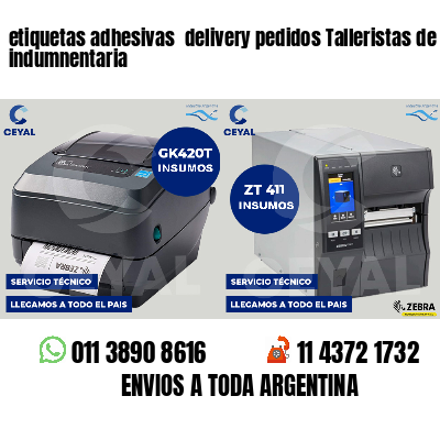 etiquetas adhesivas  delivery pedidos Talleristas de indumnentaria