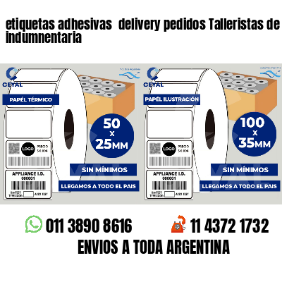 etiquetas adhesivas  delivery pedidos Talleristas de indumnentaria