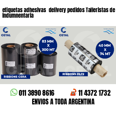 etiquetas adhesivas  delivery pedidos Talleristas de indumnentaria
