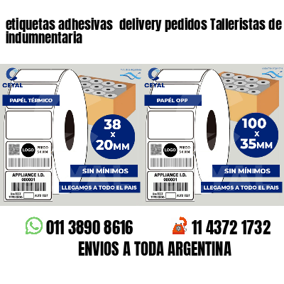etiquetas adhesivas  delivery pedidos Talleristas de indumnentaria