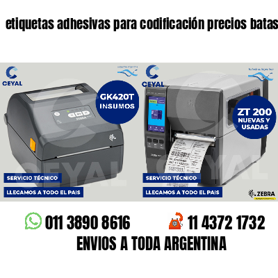 etiquetas adhesivas para codificación precios batas