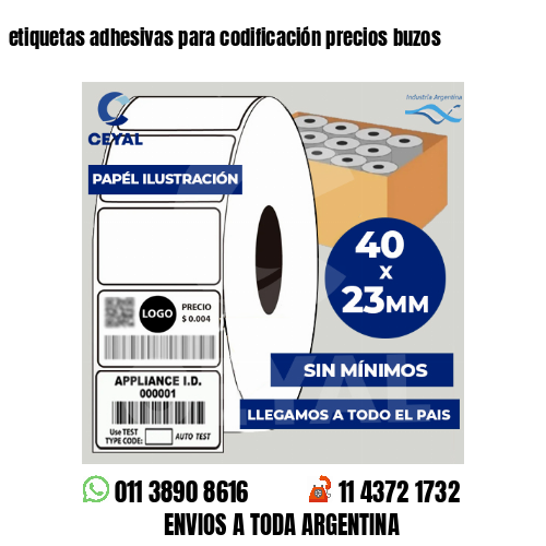 etiquetas adhesivas para codificación precios buzos