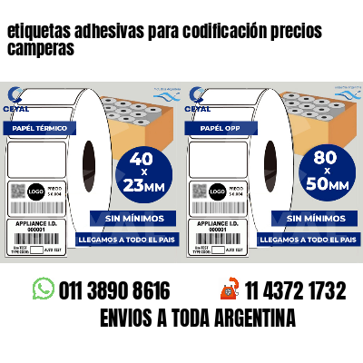etiquetas adhesivas para codificación precios camperas